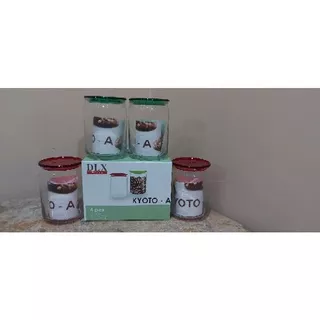 Toples Kaca Polos DLX Kyoto A 760 ML Set isi 4 Pcs / Toples Kedap Udara Seal Karet