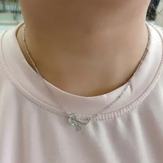 KALUNG INISIAL R / KALUNG HURUF R / ABJAD SILVER / PERAK 925 LAPIS EMAS PUTIH