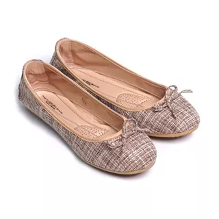 BELLEZA MALL - Flat Shoes YOGA TWEED MOCCA | sepatu kerja wanita pita stylist beleza official | mules shoe pergi formal cewek perempuan