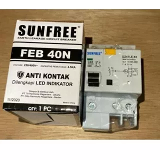 TERLARIS Anti Kontak ELCB 40 A Sunfree FEB 40N disertai LED Indikator / Anti kontak Sunfree 40 A / A