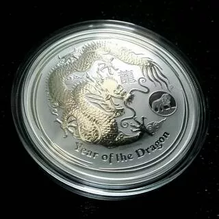 Koin Perak 2012 Australia 1oz Lunar Dragon(Lion Privy) Silver Coin