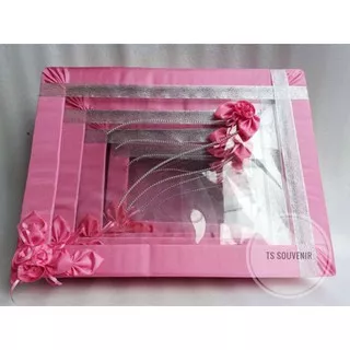 Kotak hantaran / kotak seserahan / box hantaran model list pita 1 set warna pink