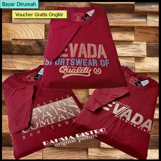 Kaos Oblong Pria & Wanita Lengan Pendek Merah Maroon Size M | kaos Distro | Kaos Nevada |Bahan Katun