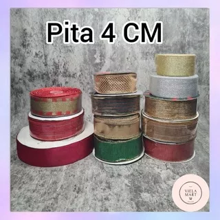 Pita Satin 4 CM BERMOTIF | Pita Kado, Dekorasi, Natal, Souvenir,Ulang Tahun| Harga per 1 M | Ribbon