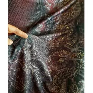 Kain batik sutera asli jacguard emboss gold gradasi ombre