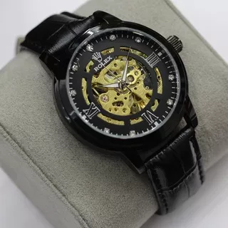 JAM TANGAN PRIA ROLEX SKELETON AUTOMATIC CASE STAINLESS STELL LEATHER STRAP KULIT/(SUPER PREMIUM) JAM TANGAN ROLEX AUTOMATIC OTOMATIS JAM ROLEX PRIA/JAM TANGAN PRIA AUTOMATIC TERBARU DAN TERLARIS