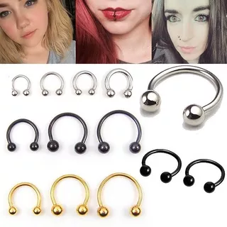 1PC Fashion Personality Punk Unisex Stainless steel U-shaped Ball Nose Ring Piercing Jewelry Accessories