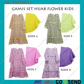Gamis Set Hijab Size 4 dan 5 By Flower Kids
