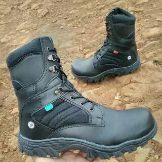 Sepatu safety PDL PDH Boot Kulit Boots murah tni polri kickers warna black pria proyek tracking tour