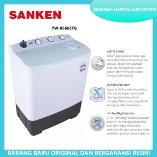 Mesin Cuci 2 Tabung Sanken TW-8660 8KG/MESIN CUCI SANKEN 8KG/MESIN CUCI 2TABUNG