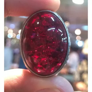 DISKON Cincin Titanium Batu Pecah Seribu Merah Siem/Siam Big Size HQ