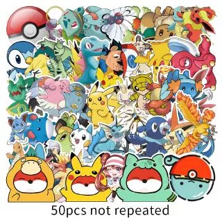 50Pcs/set Cartoon Pokémon Pikachu Poke Ball Pocket Monster Doodle Stickers Skateboard Laptop Luggage Graffiti Stickers