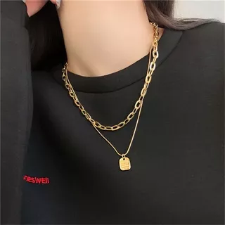 Fashion Vintage Double Chain Necklaces Pendant Women Girl Hip-hop Necklaces Long Chain Jewelry