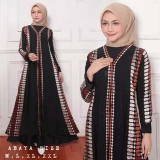 Gamis Turkey Abaya Hitam Organdi Size Jumbo / Baju Busana Dress Muslim Muslimah Wanita Terbaru Original A002