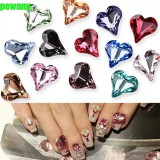 PEWANY 10PCS Heart Diamond Jewelry Colorful DIY Ornaments Nail Art Rhinestones Crystal Gems Fashion 8MM Mocha Mix Glitter Crystal Nail Decoration