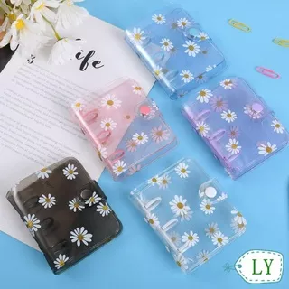 LY Creative Rings Binder File Folder Loose-leaf Refill Notebook Cover Mini 3-hole Hand Account Diary Daisy Flower Stationery Diary Book Inner Pages