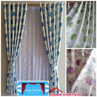 Gorden Jendela & Pintu Rumah blackout shabby chic Biru#Hijau#Coklat Model Smokring (Ukuran140x200)