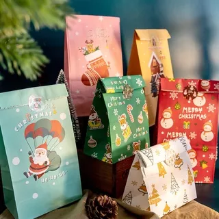 24PCS/set Christmas Gift Bag Santa Claus Snowman Packaging Bags Xmas Party Favor Treat Bag Candy Gift Wrapping Supplies