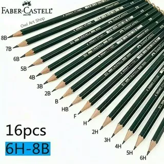 Pensil Faber Castell - Pensil Grafit (6H, 5H, 4H, 3H, 2H, H, F, HB, B, 2B, 3B, 4B, 5B, 6B, 7B, 8B)