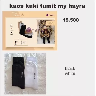 Kaos kaki muslimah hitam putih my hayra murah bagus adem tebal tumit black white