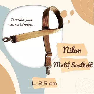 Aksesoris Tas Tali 2,5 cm Webbing Nilon Tebal Selempang Strap Panjang Sling Longstrap Motif Seatbelt