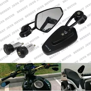 Spion jalu supermoto bisa klem ke stang universal motor kaca biru / kaca spion jalu universal