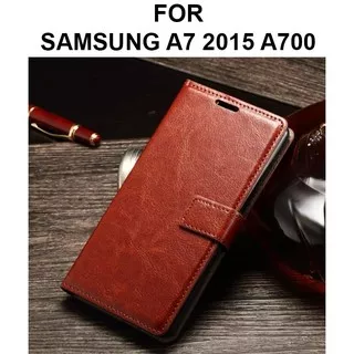 Flip cover wallet case Samsung A7 2015 A700 casing hp leather dompet magnet clip