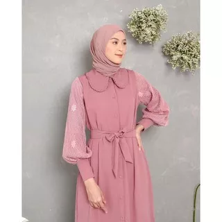 Gamis Zamira Mix Bordir Gamis Jumbo Ukuran L,XL,XXL Baju Over Size Gamis Sabrina Dress Bahan Wolfis  Motif Brukat Size L Dusty Navy Marun terbaru