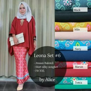 RNB LEONA SET BALOTELLY SILKY SONGKET LOWO HIJAB BATIK ETHNIC