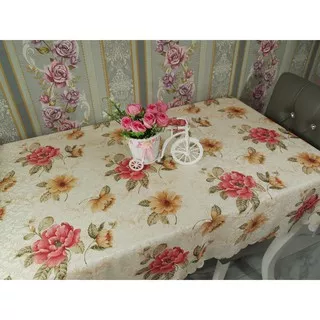 TAPLAK MEJA MAKAN SHABBY CHIC CANTIK MEWAH PREMIUM / TAPLAK MEJA MAKAN KOTAK 4 KURSI KREM RED PURPLE