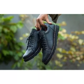 PANTHER black - Sepatu Low Boots Pria - Kulit Asli - Blake Stich Construction