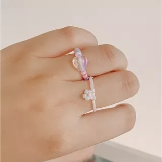 Pastel Love & Daisy Charm Ring | Cincin Manik/ Beads Korea