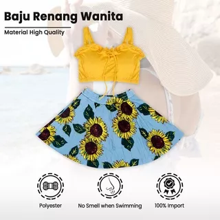 FLORAL VINTAGE MINI DRESS, Baju Pantai / Renang 2 Piece Wanita Korea Sexy Gaya Slim  8911