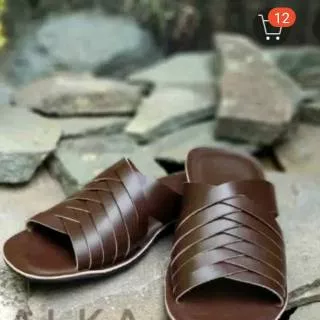 sandal pria kulit asli,sandal papirut,sandal kulit asli kerajinan garut