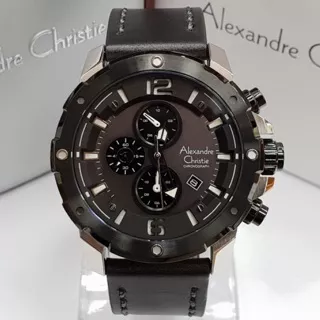 Jam Tangan Pria/Cowok Alexandre Christie AC 6410 Silver Black.Original Garansi Resmi 1 Tahun