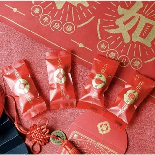 Plastik Seal 4 x 9.5 cm imlek chinese new year gong xi fa cai kue kering permen nougat kacang cookie bag SB49