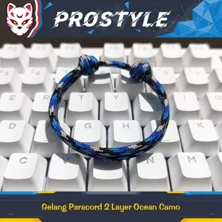 Gelang Tali Pria Simple 2 Layer Original Paracord 4mm // Ocean Camo