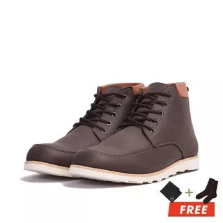 Moofeat Edward - Sepatu Pria Edward Boot High Coklat Kulit