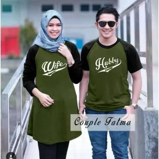 Baju couple raglan bahan kaos kembaran tunik muslim suami istri prewedding