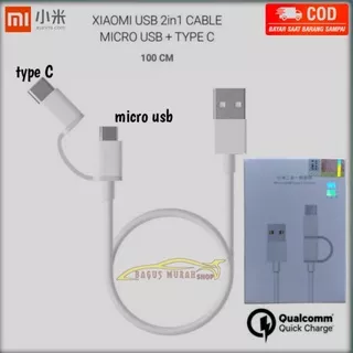 Xiaomi Mi 2 in 1 Micro USB Type C 100cm / Kabel data Xiaomi 2 in 1 OriginaL