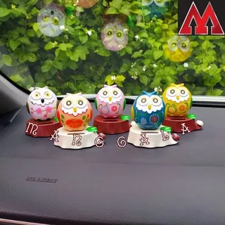 Boneka Pajangan Hiasan Kue Bobble Head Goyang Solar Dashboard Mobil Cake Topper Burung Hantu Owl