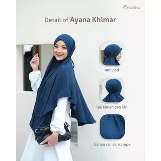 Khimar Ayana By Audina Hijab Instan Non Pad Branded Premium Original Bahan Crinkle Crepe