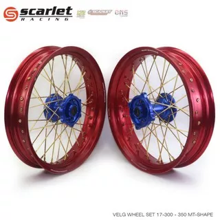 velg set supermoto KLX D-Tracker 150 KLX 230 full scarlet tromol cnc scarlet velg scarlet 300 350 17