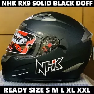 Helm NHK RX9 Solid Black Doff Hitam Dop Double Visor Full Face - Helem Motor SNI DOT Touring Dewasa Pria Wanita Cewek Cowok Helmet Keren Terbaru Original