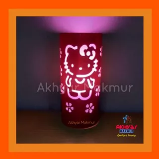 AM Lampu tidur hias Ukir meja tempel dinding LED UNIK Motif Hello Kitty kucing kado hadiah interior