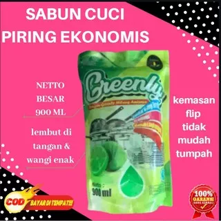 SABUN CUCI PIRING CAIR MURAH LITERAN BOTOL REFILL CURAH GREENLY 900 ML SABUN CUCI PIRING CAIR