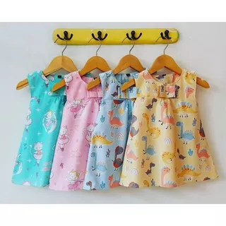 Dress Bayi/Baby Dress Katun Lily Size 0-18 Bulan