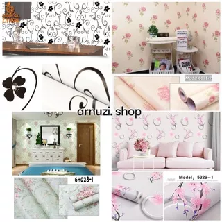 Wallpaper Sticker Bunga Mawar Rose Pink WPS025 Wallpaper Stiker Dinding Ruang Tamu Kamar Tidur Dapur Dekorasi Rumah Shabby Chic Flower Pink Jual Wallpaper Import Murah