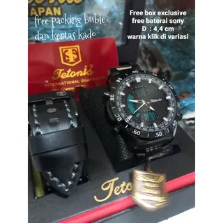 JAM TANGAN PRIA TETONIS DATE TS DOUBLE TIME FREE STRAP ORIGINAL ANTI AIR (ADA 5 WARNA)