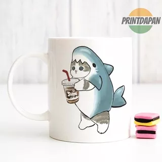 Mug Cangkir Cute Cat Costum Hiu